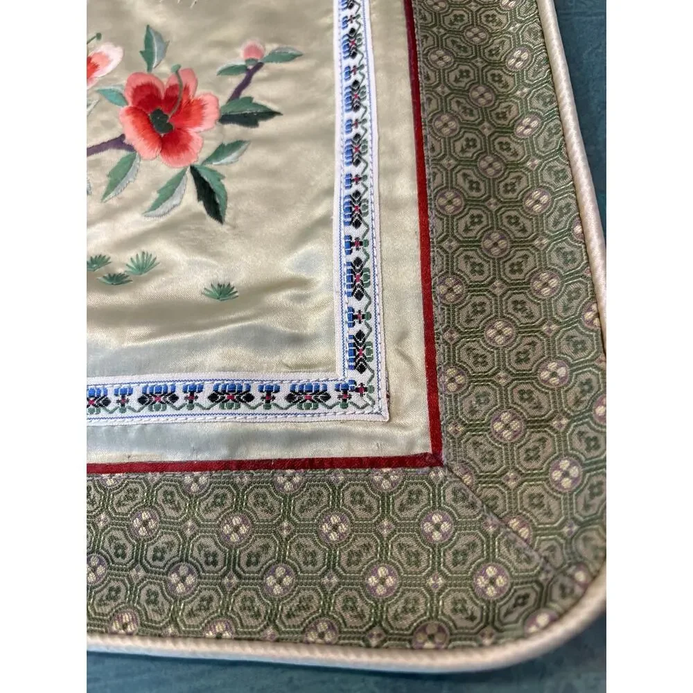 Toss pillow cover silky rayon satin hand embroidery golden square zips closed